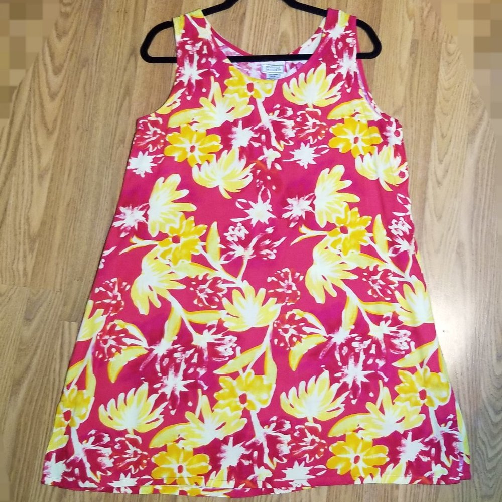 Jennifer Moore Red Yellow Floral Sleeveless Midi Dress Size M ✨HP ✨